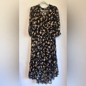THE KOOPLES long floral dress made from 100% silk. From paris and a size 2!
